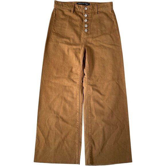 Veronica Beard Grant Wide Leg High Rise Raw Hem Pants 27 Ochre NWT - Picture 4 of 9